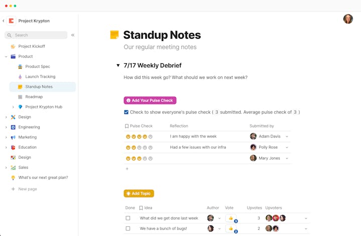 standup notes
